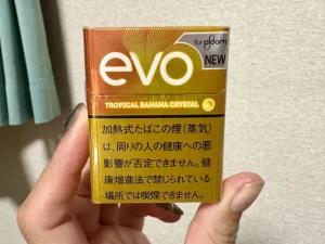 エボ・トロピカル・バナナ・クリスタル・プルーム用のパッケージ（レビュー撮影時）