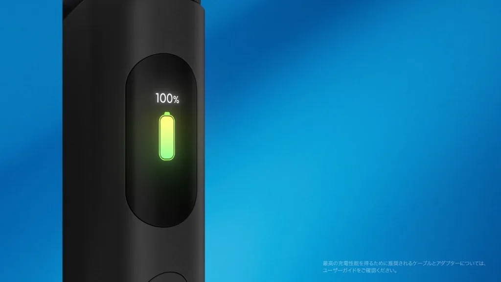 グローハイパープロの充電が完了すると、液晶ディスプレイに100％と表示される