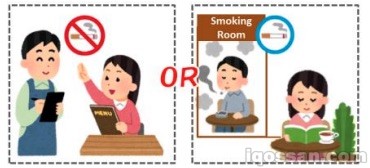 受動喫煙防止条例に記載されている「原則屋内禁煙」の説明イラスト